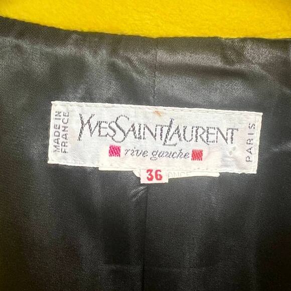 Vintage Yves Saint Laurent YSL Rive Gauche Yellow Wool Coat - Picture 5 of 16